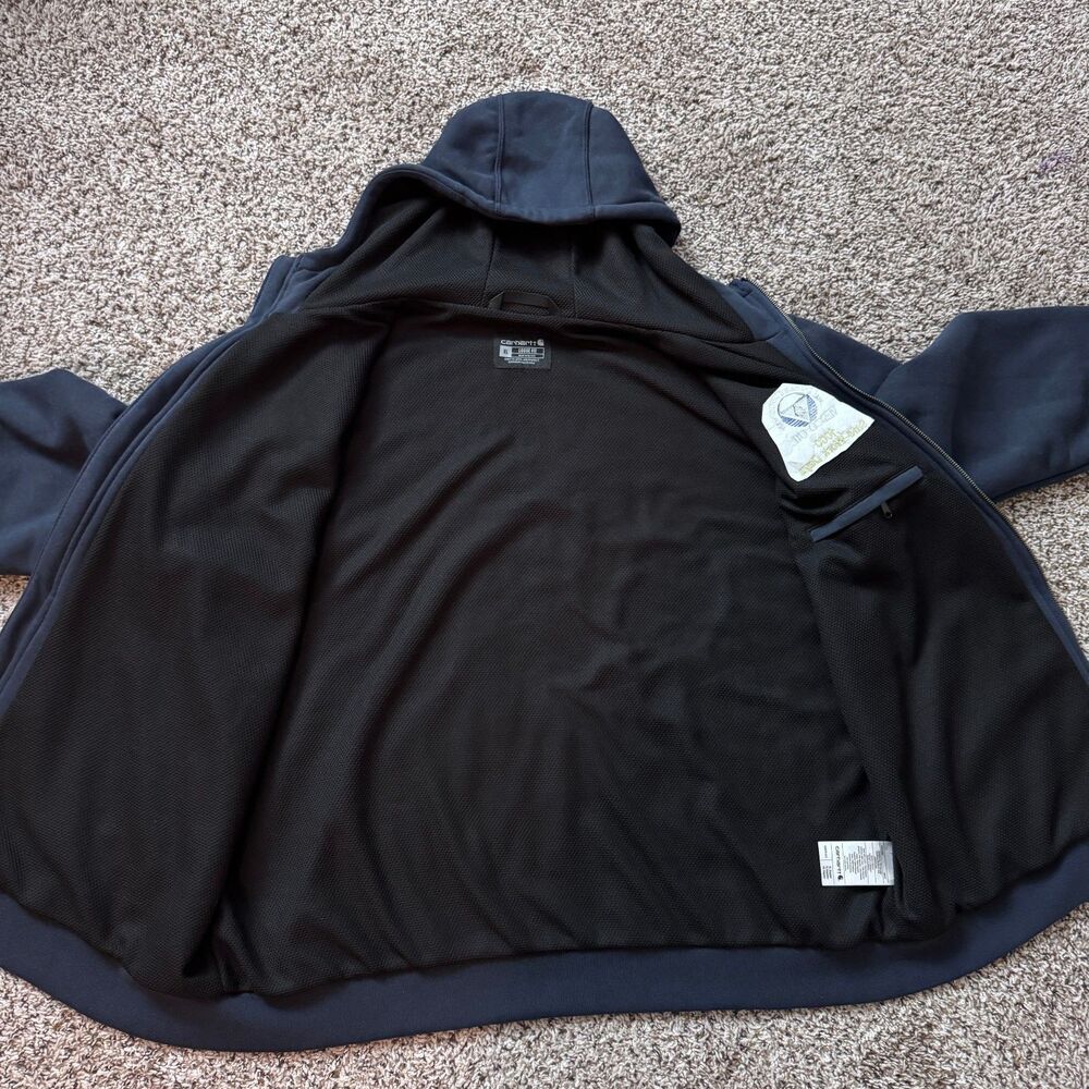 Carhartt Hoodie Mens XL Loose Fit Blue Thermal Lined Rain Defender Midweight - Picture 7 of 10